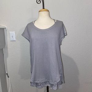 Lululemon gray floral top and Power Y tank